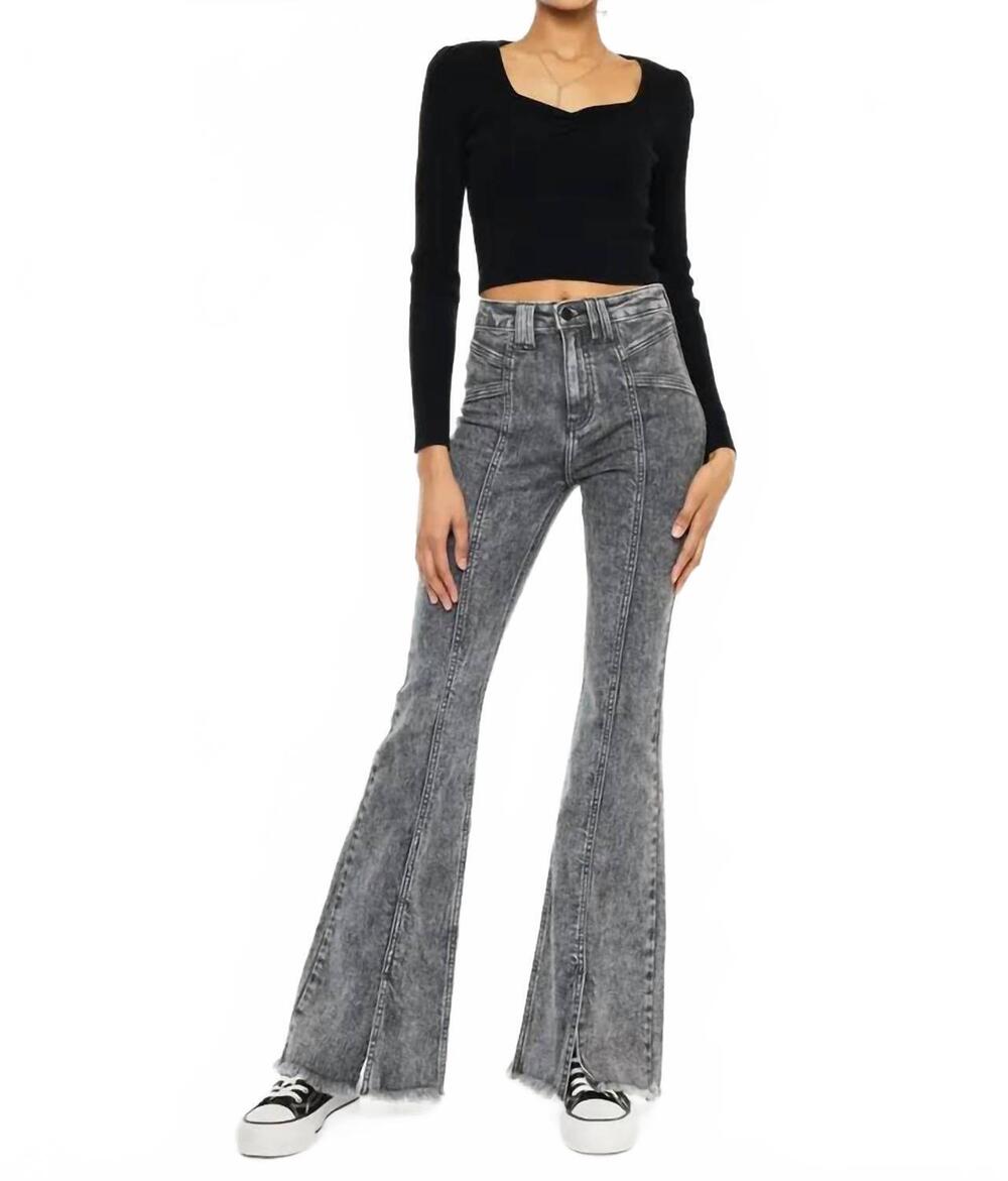 NEW KANCAN reya high rise flare jeans in gray